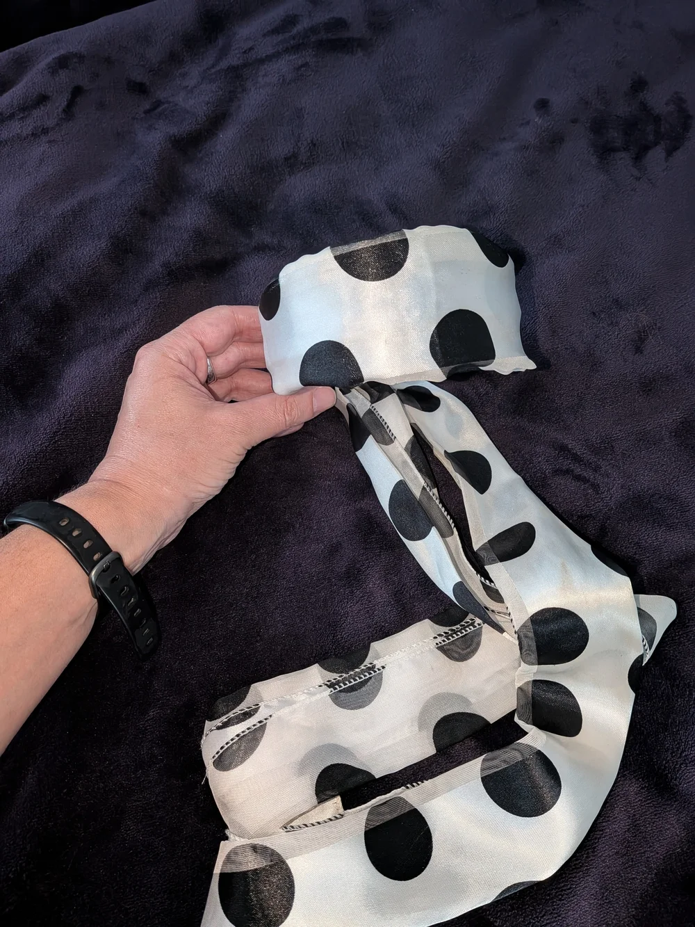Black and White Polka Dot Hair Scarf Headband